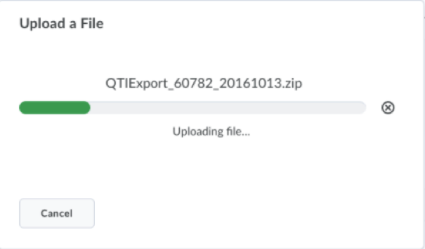 quiz import file uploading window