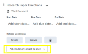 Selecting whether all or any conditions apply