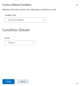 Selecting condition type and condition details